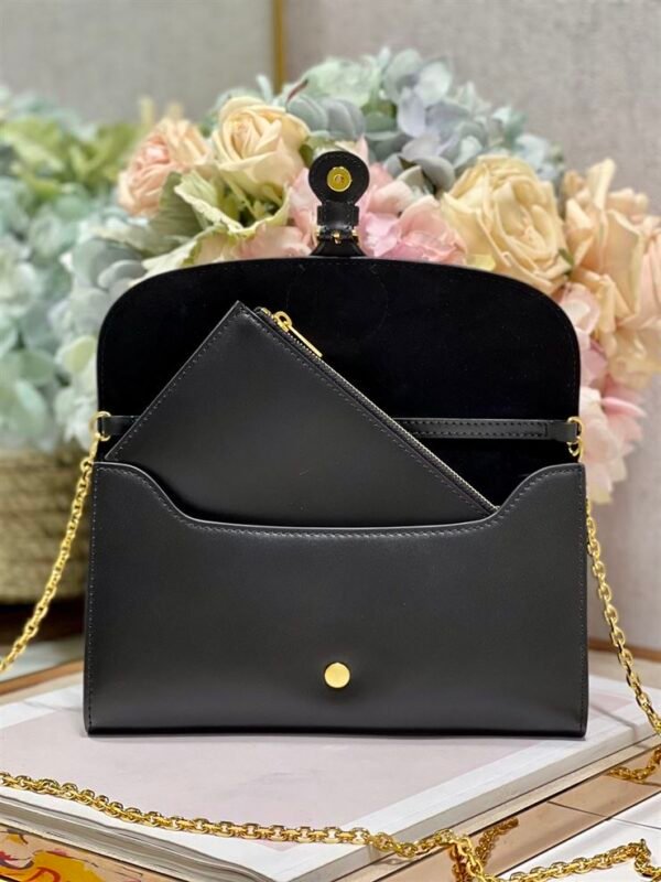 DIOR BOBBY EAST-WEST POUCH WITH CHAIN BLACK SMOOTH CALFSKIN - DOB098 - Image 4