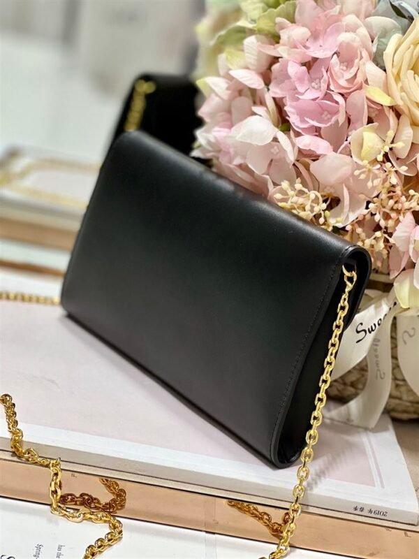 DIOR BOBBY EAST-WEST POUCH WITH CHAIN BLACK SMOOTH CALFSKIN - DOB098 - Image 8
