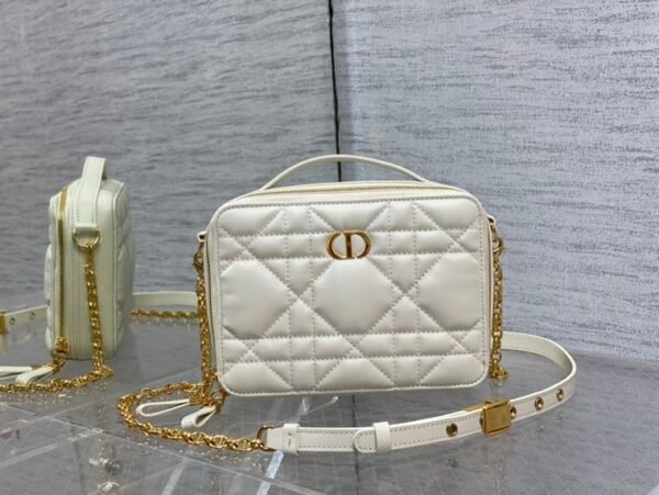 DIOR CARO BOX BAG LATTE QUILTED MACROCANNAGE CALFSKIN - DOB073
