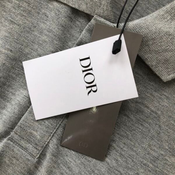 DIOR CD ICON POLO SHIRT GRAY COTTON PIQUÃ‰ – DOT024 - Image 8