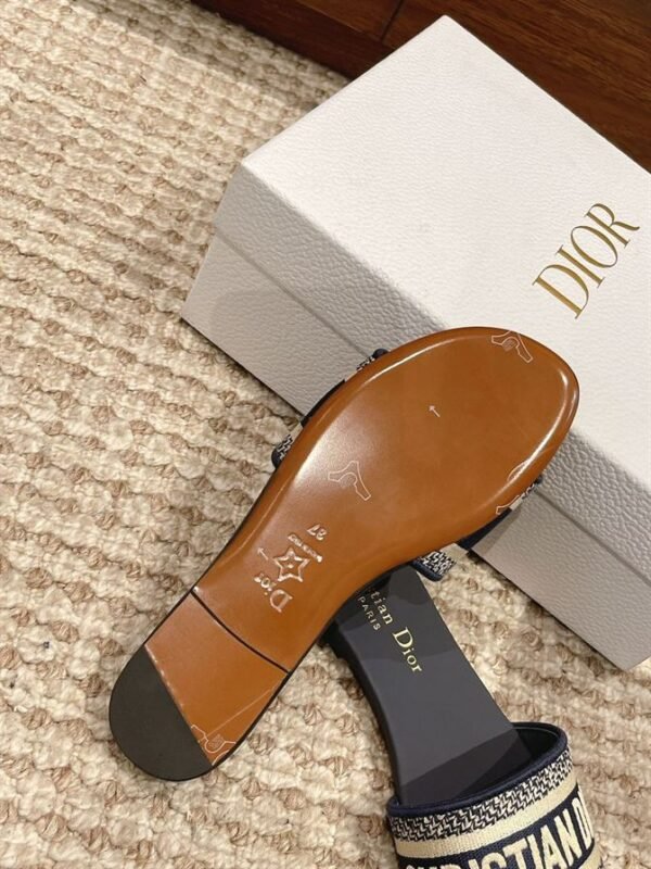 DIOR DWAY SLIDE DEEP BLUE EMBROIDERED COTTON – DS020 - Image 9