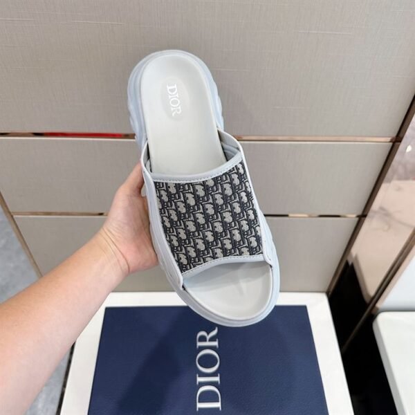 DIOR H-TOWN SANDAL GRAY RUBBER WITH BEIGE AND BLACK DIOR OBLIQUE JACQUARD – DS001 - Image 4