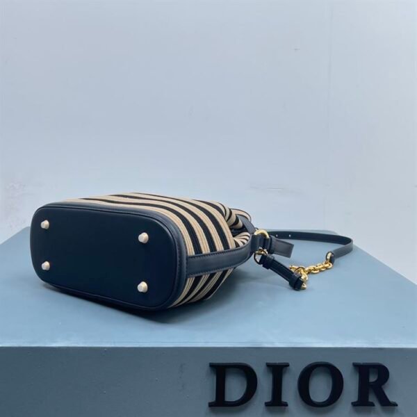 DIOR MEDIUM C EST DIOR BAG NATURAL AND DENIM BLUE MARINIERE RAFFIA - DOB043 - Image 3