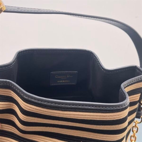 DIOR MEDIUM C EST DIOR BAG NATURAL AND DENIM BLUE MARINIERE RAFFIA - DOB043 - Image 4