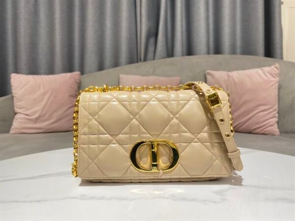 DIOR MEDIUM DIOR CARO BAG BEIGE QUILTED MACROCANNAGE CALFSKIN - DOB065