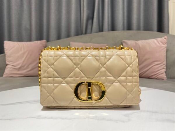 DIOR MEDIUM DIOR CARO BAG BEIGE QUILTED MACROCANNAGE CALFSKIN - DOB065 - Image 6