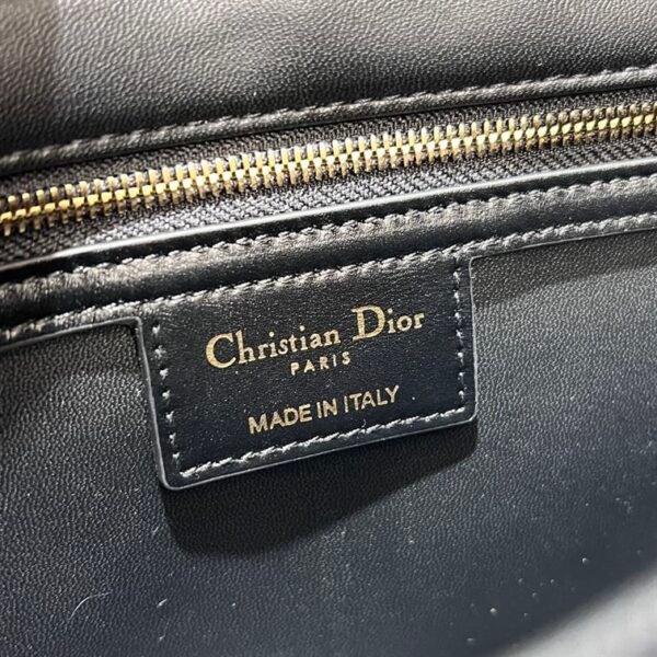 DIOR MEDIUM DIOR CARO BAG BLACK QUILTED MACROCANNAGE CALFSKIN - DOB061 - Image 9