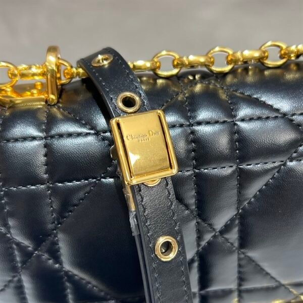 DIOR MEDIUM DIOR CARO BAG BLACK QUILTED MACROCANNAGE CALFSKIN - DOB061 - Image 7