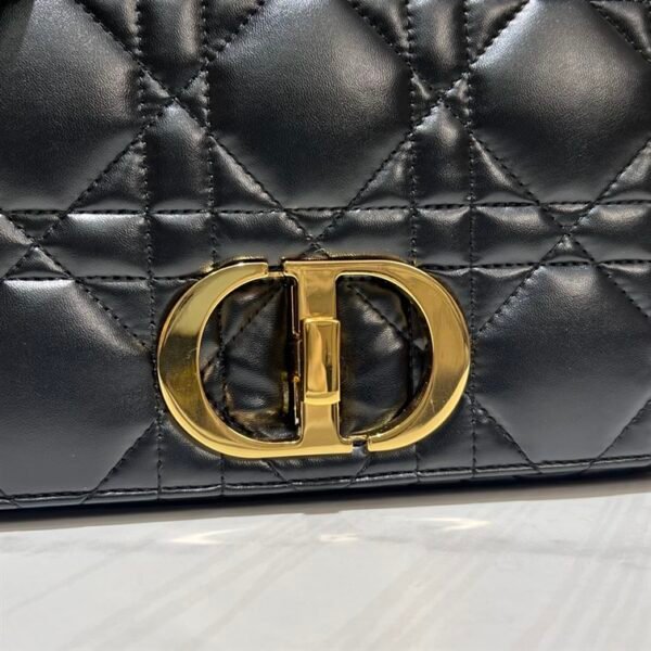 DIOR MEDIUM DIOR CARO BAG BLACK QUILTED MACROCANNAGE CALFSKIN - DOB061 - Image 8