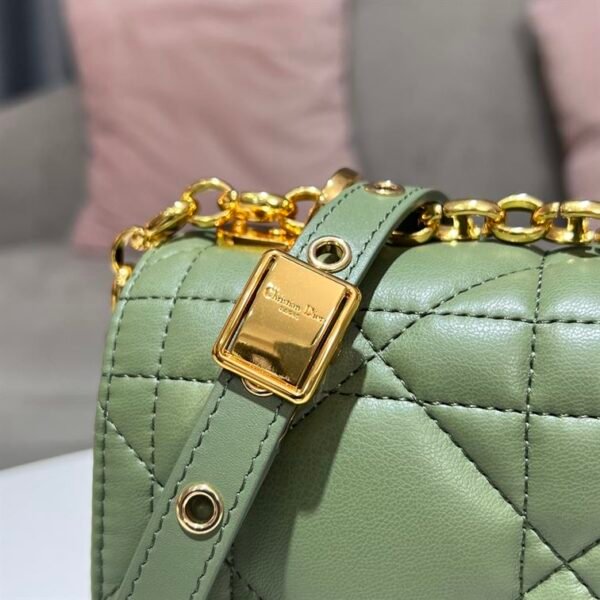 DIOR MEDIUM DIOR CARO BAG GREEN QUILTED MACROCANNAGE CALFSKIN - DOB064 - Image 7