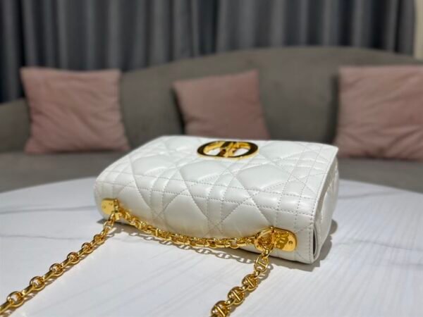 DIOR MEDIUM DIOR CARO BAG WHITE QUILTED MACROCANNAGE CALFSKIN - DOB062 - Image 5