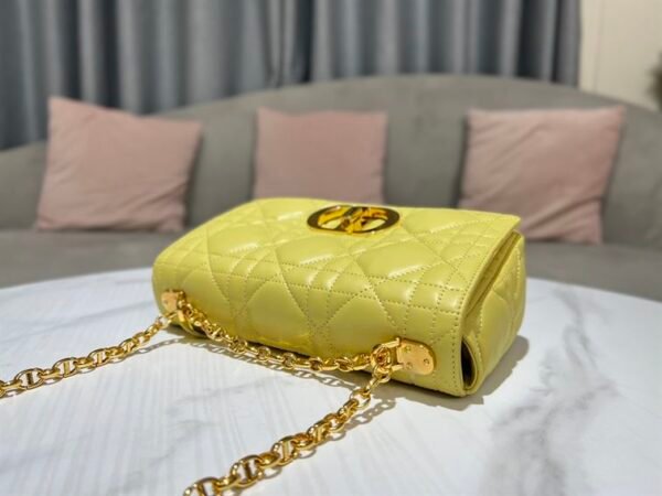 DIOR MEDIUM DIOR CARO BAG YELLOW QUILTED MACROCANNAGE CALFSKIN - DOB067 - Image 5