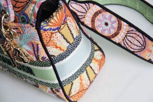 DIOR MEDIUM LADY D-LITE BAG IN MULTICOLOR LIGHTS EMBROIDERY - DOB017 - Image 6