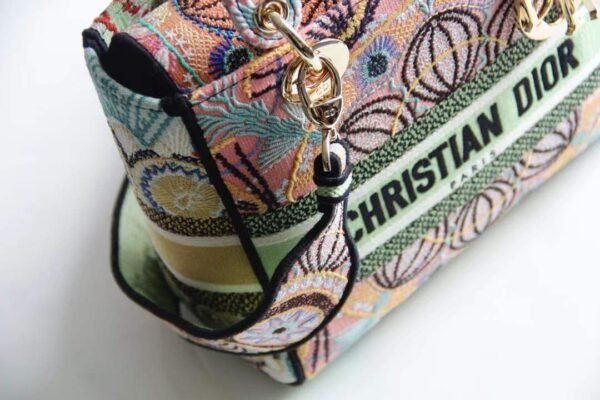 DIOR MEDIUM LADY D-LITE BAG IN MULTICOLOR LIGHTS EMBROIDERY - DOB017 - Image 4