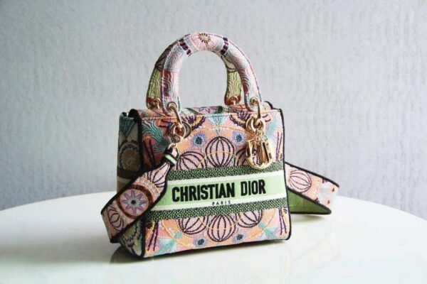 DIOR MEDIUM LADY D-LITE BAG IN MULTICOLOR LIGHTS EMBROIDERY - DOB017