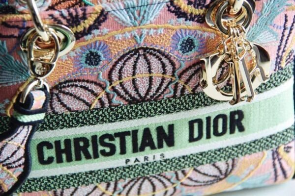 DIOR MEDIUM LADY D-LITE BAG IN MULTICOLOR LIGHTS EMBROIDERY - DOB017 - Image 3