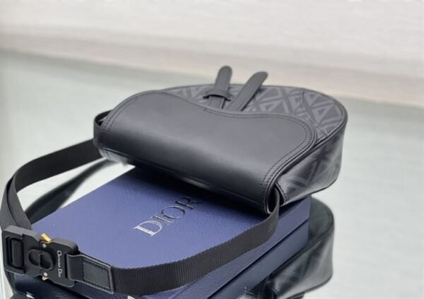 DIOR MINI SADDLE BAG BLACK CD DIAMOND CANVAS AND SMOOTH CALFSKIN - DIO007 - Image 7