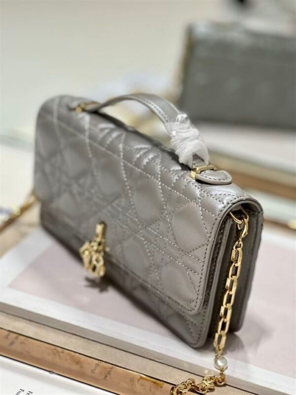 DIOR MISS DIOR MINI BAG GREY CANNAGE LAMBSKIN - DOB058 - Image 6