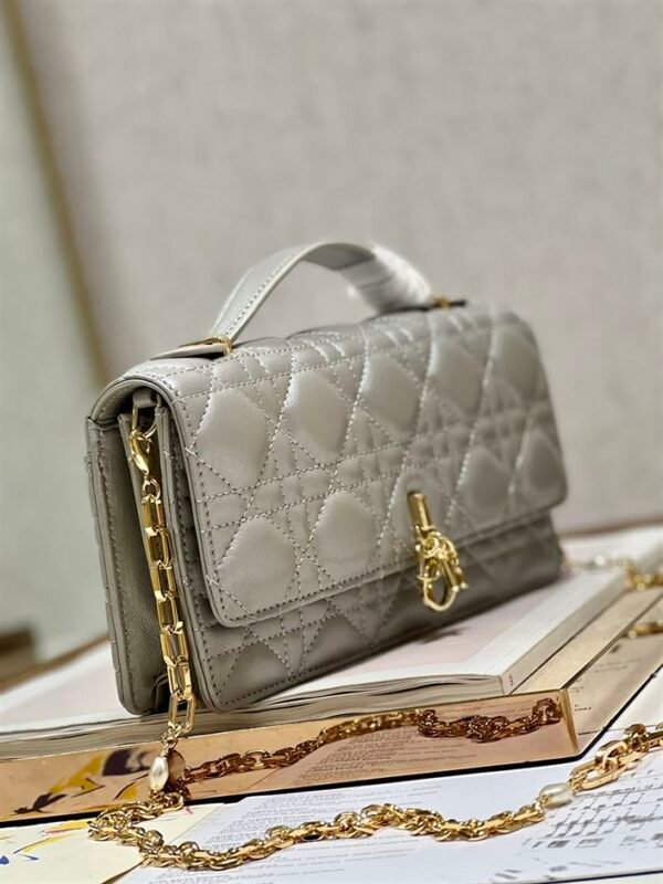 DIOR MISS DIOR MINI BAG GREY CANNAGE LAMBSKIN - DOB058 - Image 5