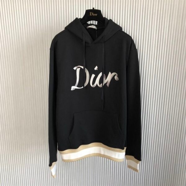 DIOR OVERSIZED HOODED SWEATSHIRT LIGHT BLACK ORGANIC COTTON FLEECE – DOS002 - Image 2