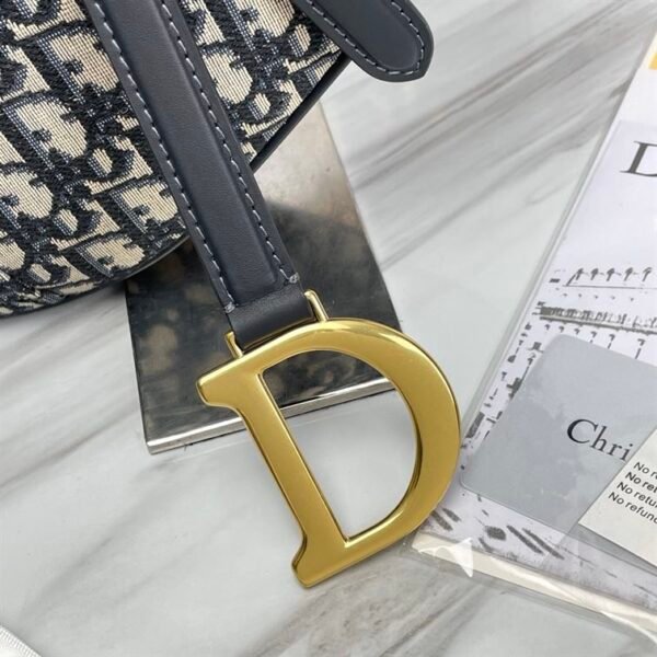 DIOR SADDLE BAG WITH STRAP BLUE DIOR OBLIQUE JACQUARD - DOB032 - Image 8