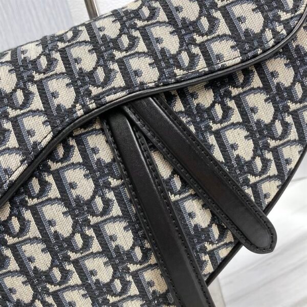 DIOR SADDLE BAG WITH STRAP BLUE DIOR OBLIQUE JACQUARD - DOB032 - Image 6