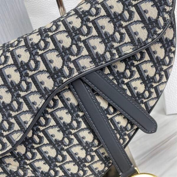 DIOR SADDLE BAG WITH STRAP BLUE DIOR OBLIQUE JACQUARD - DOB032 - Image 5