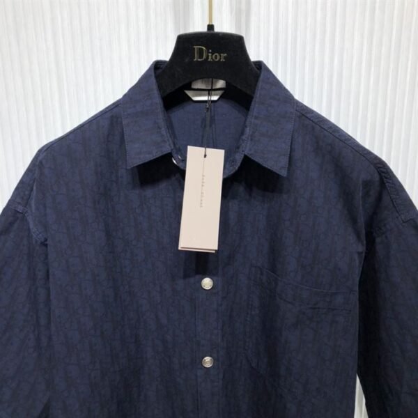 DIOR SHORT-SLEEVED OVERSHIRT NAVY BLUE AND BLACK DIOR OBLIQUE KASURI COTTON DENIM – DOT014 - Image 4