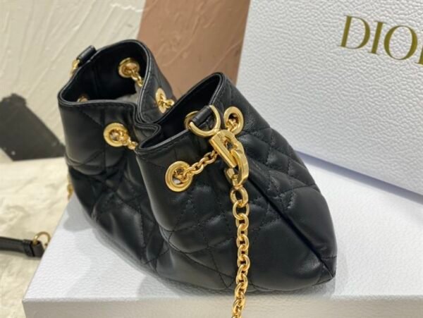DIOR SMALL DIOR AMMI BAG BLACK SUPPLE MACROCANNAGE LAMBSKIN - DOB046 - Image 5