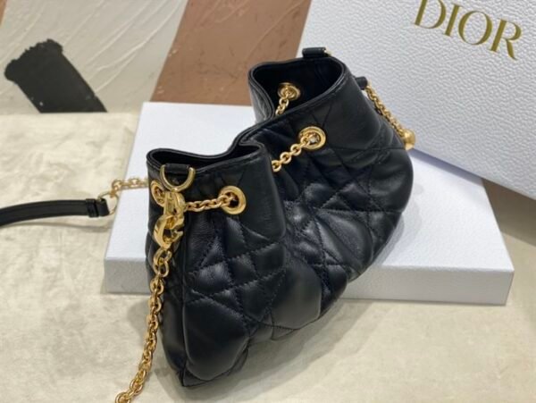 DIOR SMALL DIOR AMMI BAG BLACK SUPPLE MACROCANNAGE LAMBSKIN - DOB046 - Image 8