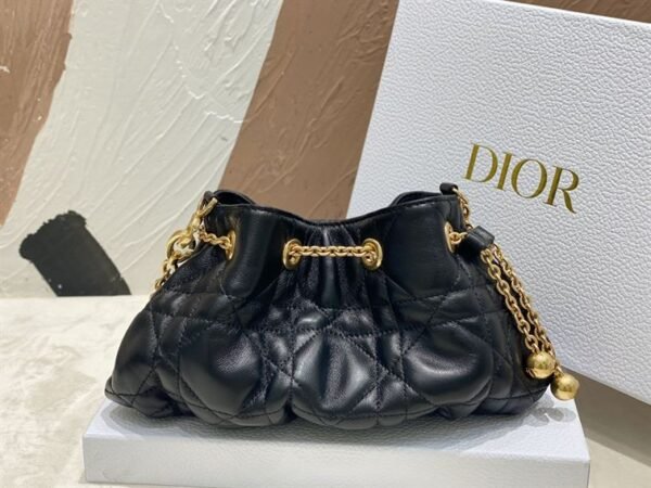 DIOR SMALL DIOR AMMI BAG BLACK SUPPLE MACROCANNAGE LAMBSKIN - DOB046 - Image 2