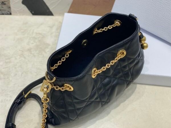 DIOR SMALL DIOR AMMI BAG BLACK SUPPLE MACROCANNAGE LAMBSKIN - DOB046 - Image 4
