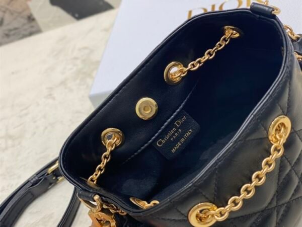 DIOR SMALL DIOR AMMI BAG BLACK SUPPLE MACROCANNAGE LAMBSKIN - DOB046 - Image 6