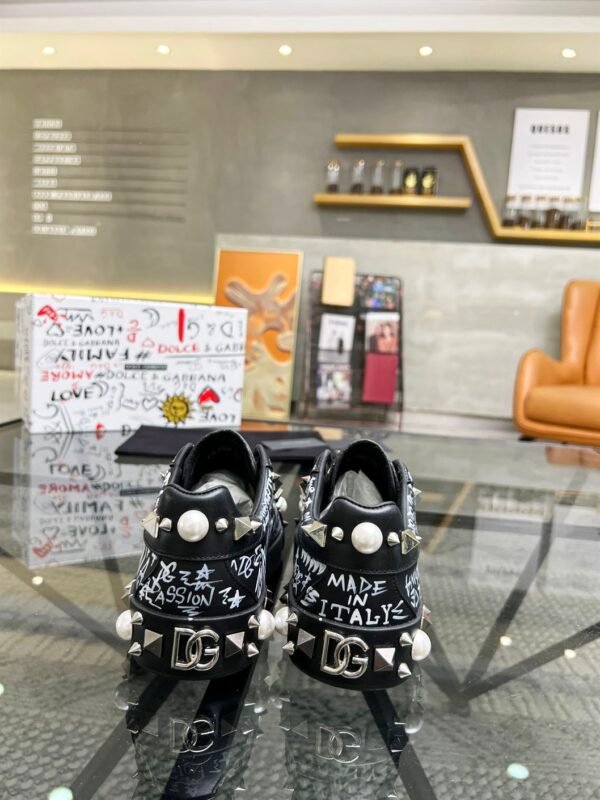 DOLCE & GABBANA CALFSKIN NAPPA PORTOFINO SNEAKERS WITH STUDS – DG018 - Image 9