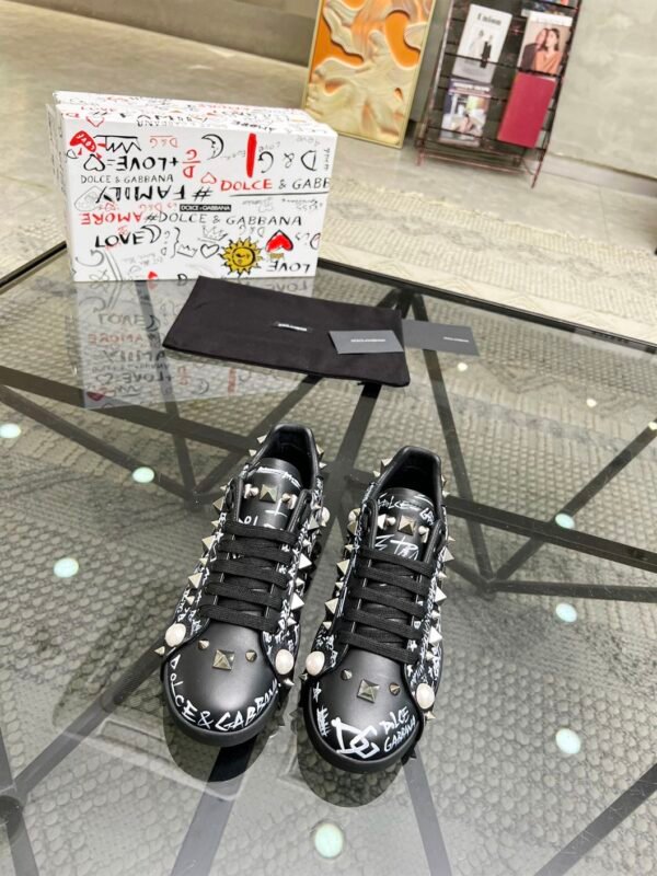 DOLCE & GABBANA CALFSKIN NAPPA PORTOFINO SNEAKERS WITH STUDS – DG018 - Image 2