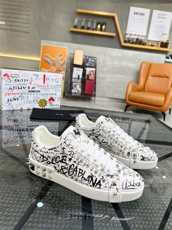 DOLCE & GABBANA CALFSKIN NAPPA PORTOFINO SNEAKERS WITH STUDS – DG019 - Image 2