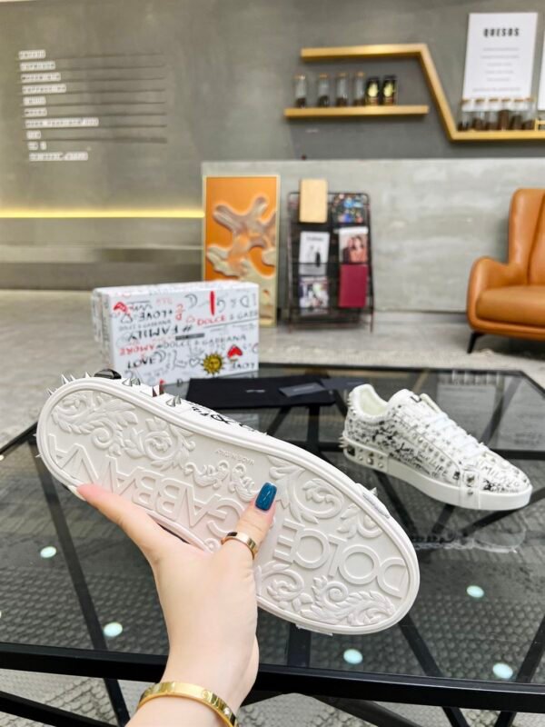 DOLCE & GABBANA CALFSKIN NAPPA PORTOFINO SNEAKERS WITH STUDS – DG019 - Image 9