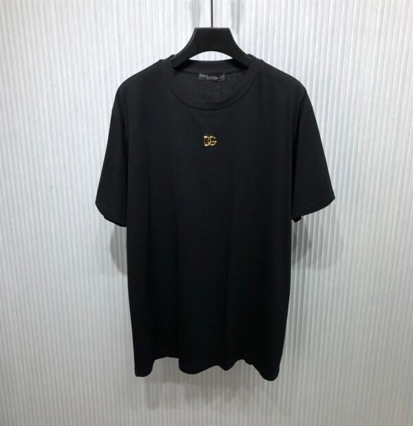 DOLCE &GABBANA COTTON T-SHIRT WITH METALLIC DG LOGO – DT015 - Image 2