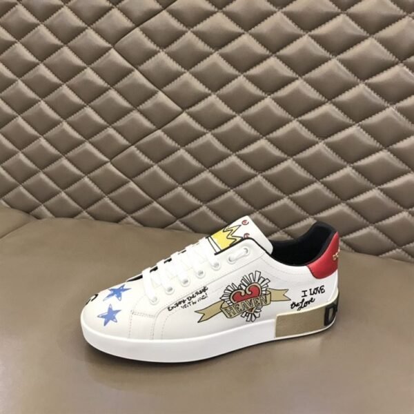 DOLCE & GABBANA LEATHER ROYAL LOVE PRINT SNEAKERS IN WHITE – DG007 - Image 7