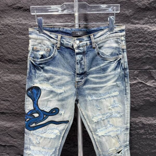 Amiri Men Blue Patch-Detail Jeans – AMIJ018 - Image 2