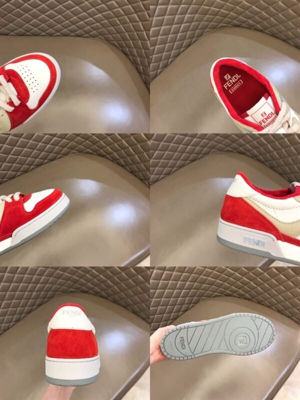 FENDI MATCH RED LEATHER LOW-TOPS SNEAKERS – FDS001 - Image 10