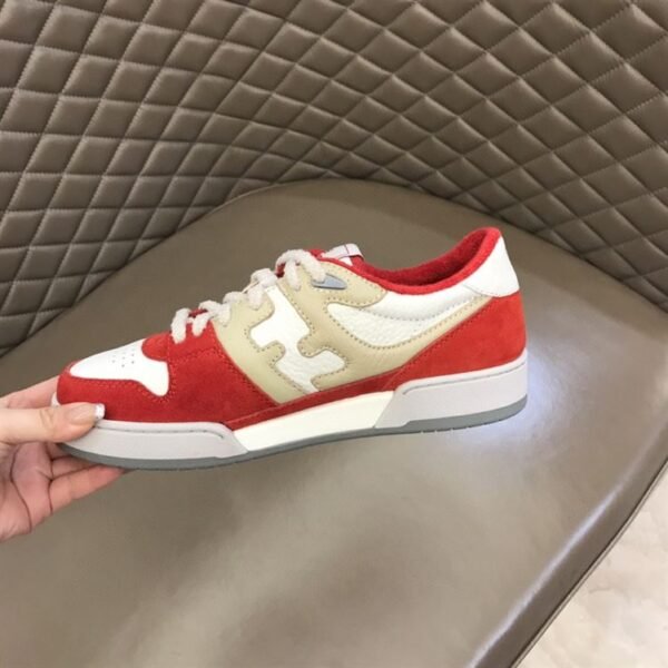 FENDI MATCH RED LEATHER LOW-TOPS SNEAKERS – FDS001 - Image 9