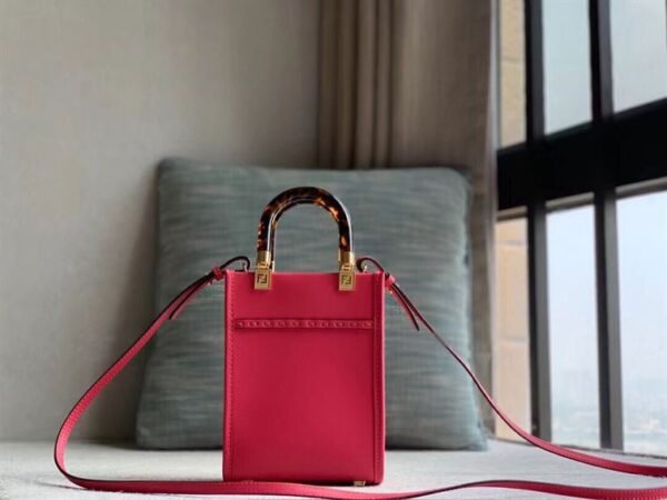 FENDI MINI SUNSHINE SHOPPER FUCHSIA LEATHER MINI BAG - F009 - Image 2
