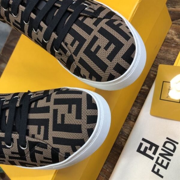 FENDI SNEAKERS BROWN FABRIC LOW-TOPS – FDS007 - Image 4