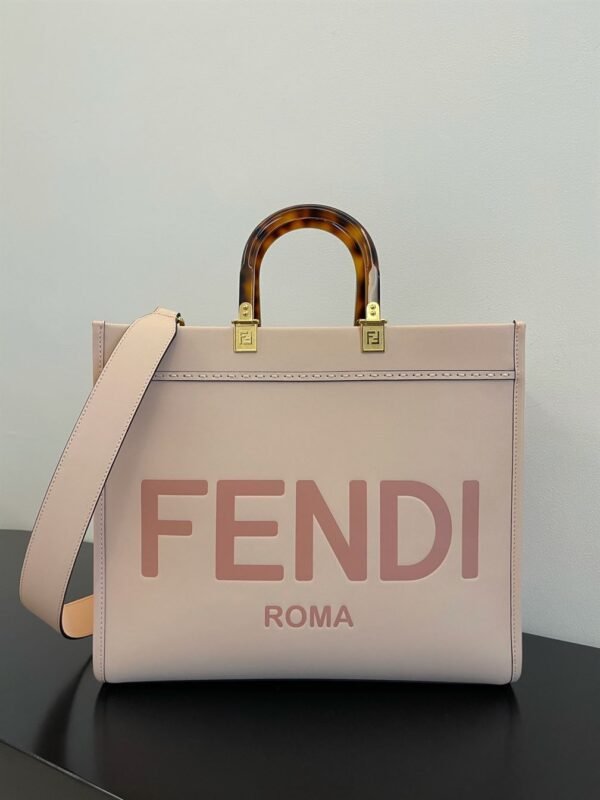 FENDI SUNSHINE MEDIUM PALE PINK LEATHER SHOPPER - F022