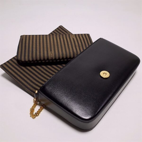 FENDI WALLET ON CHAIN WITH POUCHES BLACK MINI BAG - F054 - Image 5