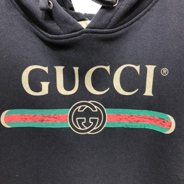 GUCCI BLACK VINTAGE LOGO COTTON SWEATSHIRT HOODED – GCK006 - Image 6