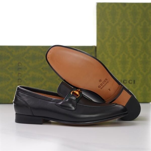 GUCCI BRIXTON WEB LOAFER IN LEATHER WITH HORSEBIT – GL013 - Image 9