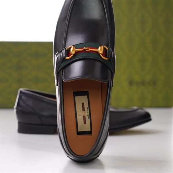 GUCCI BRIXTON WEB LOAFER IN LEATHER WITH HORSEBIT – GL013 - Image 4