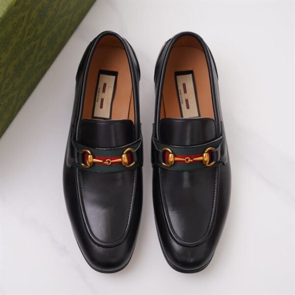 GUCCI BRIXTON WEB LOAFER IN LEATHER WITH HORSEBIT – GL013 - Image 2